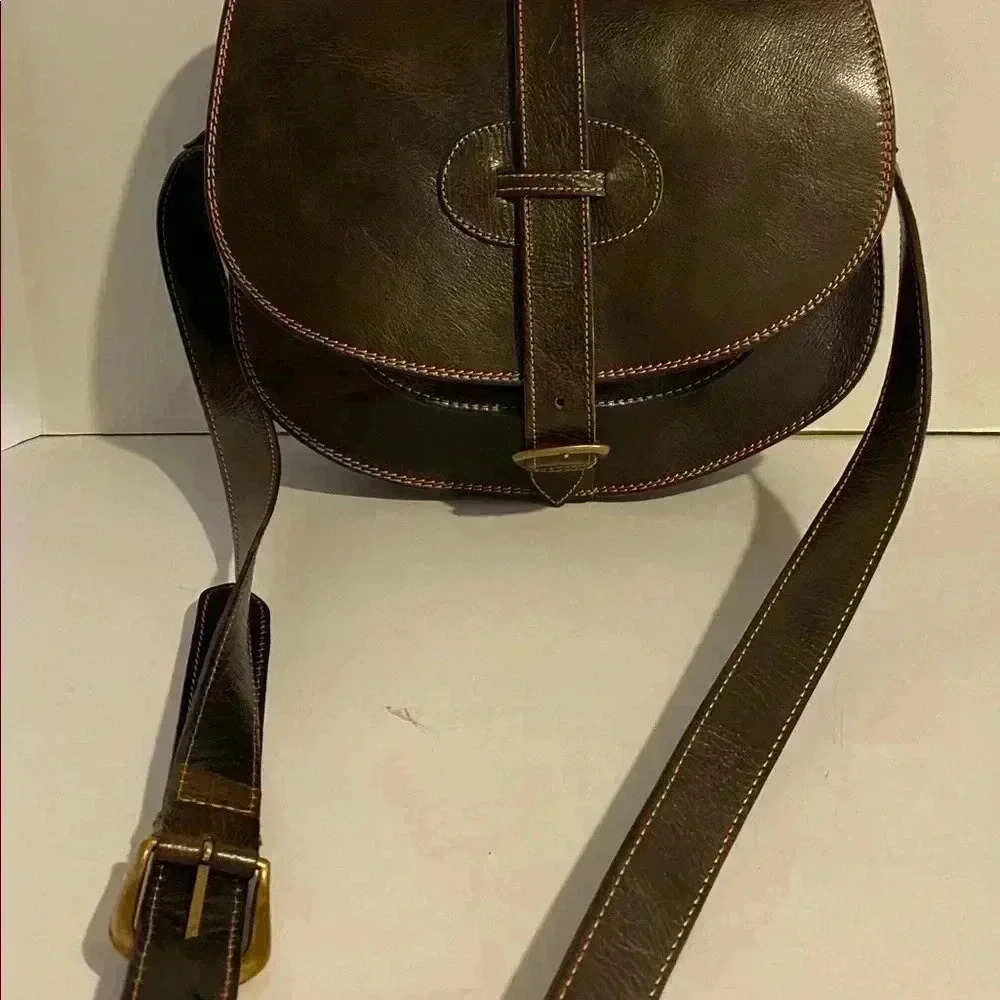 Handmade vintage brown leather handbag - Picture 4 of 9